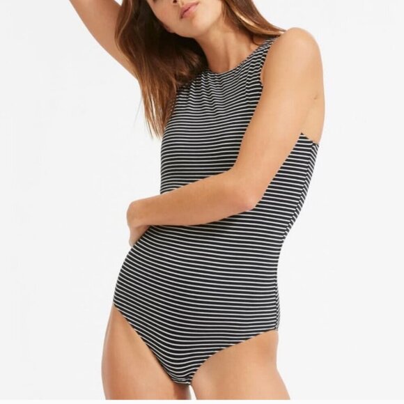 Everlane Tops - Everlane Sleeveless Tank Top Bodysuit Black White Stripe Soft Stretch Size XS